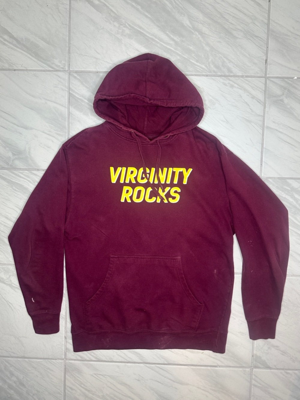 Men's Maroon Pullover Hoodie with Yellow Graphic
